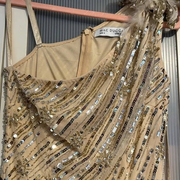 Mac Duggal Gold and Silver One-Shoulder Maxi Dress - Picture 5 of 11